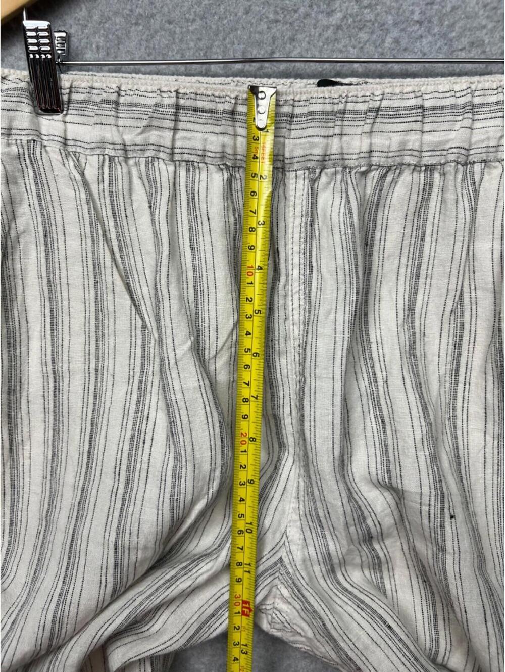Tahari Linen Coastal Strip Pull On Pants Womens L Beach Minimalist Neutral - Picture 9 of 10